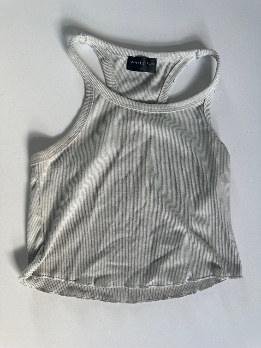 White Fox Boutique White Ribbed High-Neck Racerback Tank
